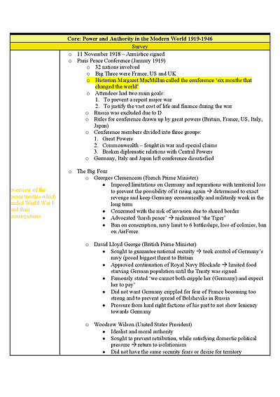 Cover page of Detailed Core Study Notes - Power and Authority In The Modern World