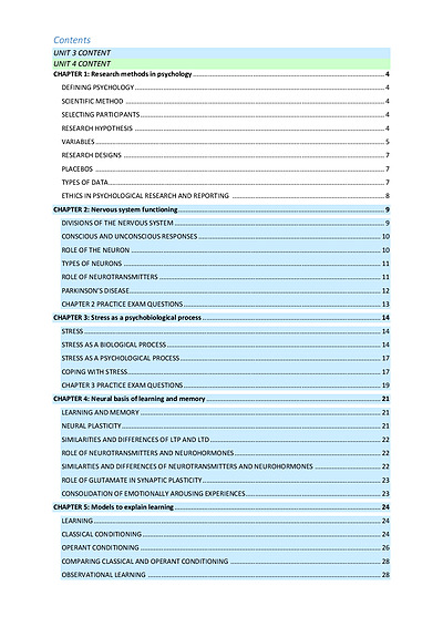 Cover page of VCE 3/4 Psychology Summary Notes 2020
