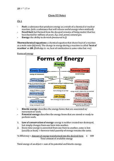 Cover page of Chem Units 3/4 - Complete Comprehensive Notes