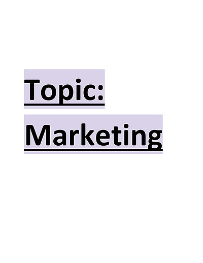 Cover page of Marketing Topic Notes