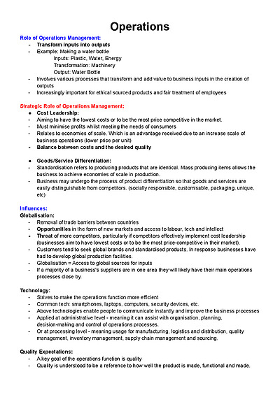 Cover page of HSC Business Studies (Overall Condensed)