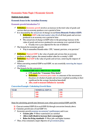 Cover page of Topic 3 Economic Issues