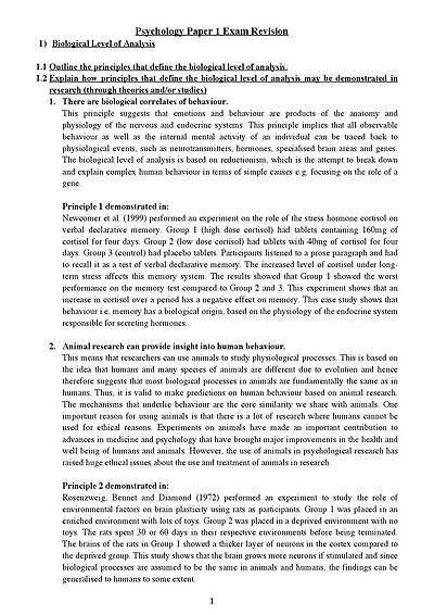 Cover page of FULL IB Psychology Paper 1 (Core) Exam Revision Notes - Everything You Need To Know