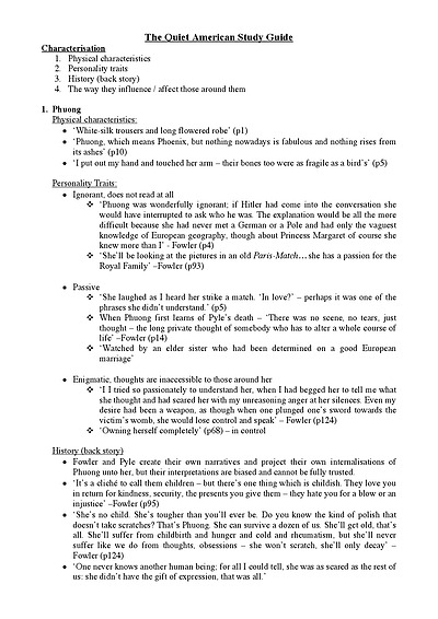 Cover page of  The Quiet American (Graham Greene) Study Guide with Comprehensive Analysis of Literary Techniques