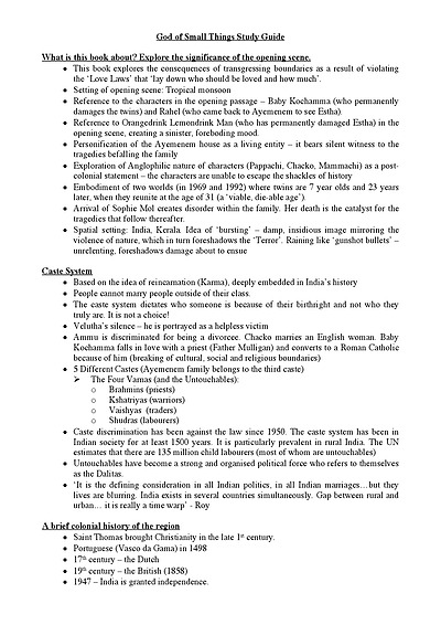 Cover page of God of Small Things (Arundhati Roy) Study Guide