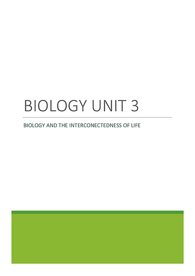 Cover page of QCAA Biology Unit 3 Compiled Notes 2021