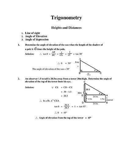 Cover page of Trigonometry - Heights and Distances