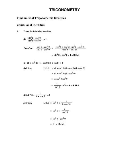Cover page of Trigonometry -  Trigonometric Identities