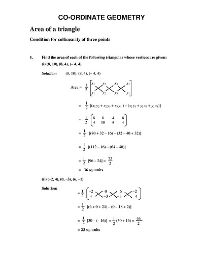 Cover page of Co - Ordinate Geometry _  Area of a triangle