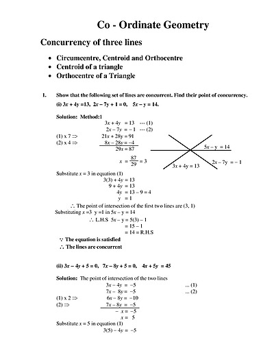 Cover page of Co - Ordinate Geometry _  Concurrency of three lines