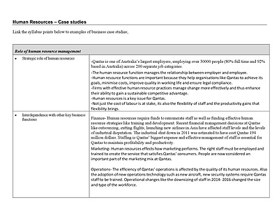 Cover page of Human Resources case study notes