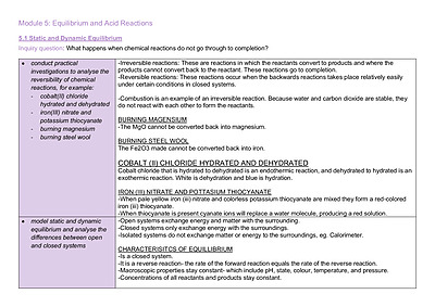 Cover page of Module 5: Equilibrium and Acid Reactions notes