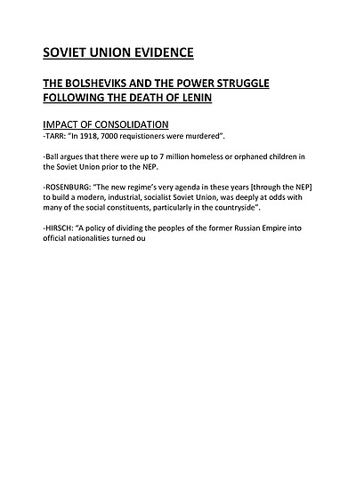 Cover page of National Study evidence for the section 2 essay 