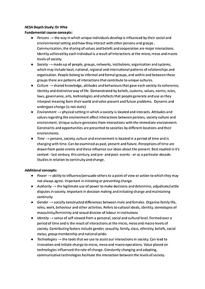 Cover page of HSC Society and Culture - 'Doctor Who' Popular Culture Summary Notes