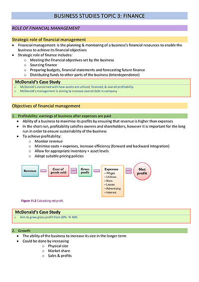 Cover page of Band 6 - Finance Notes (With Case Studies)