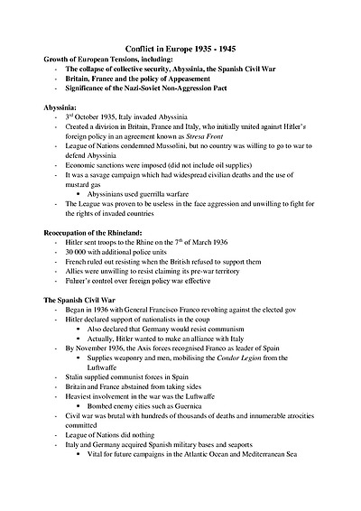 Cover page of Band 6 - Conflict in Europe Notes
