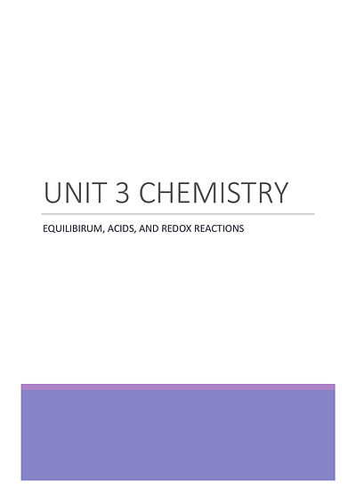 Cover page of QCAA Chemistry Unit 3 Compiled Notes 2021