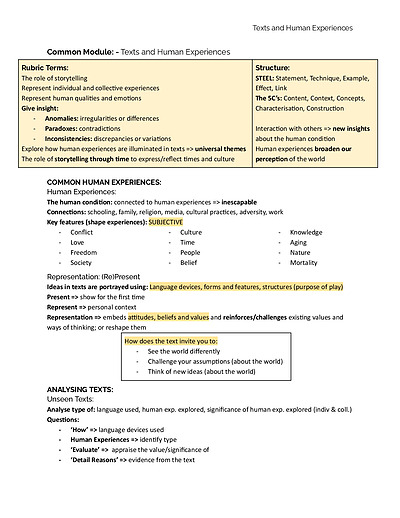 Cover page of HSC English Advanced: Texts and Human Experiences