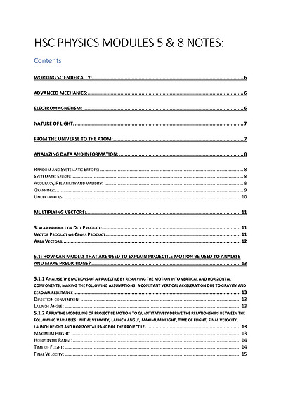 Cover page of Modules 5 and 8 Band 6 Notes (HSC 92, external 93)