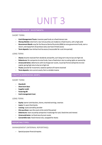 Cover page of Accounting &Finance WACE UNIT 3 & 4 - 95% student