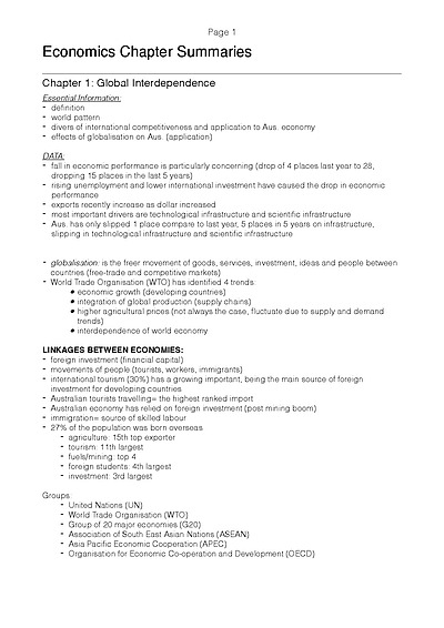 Cover page of ECONOMICS UNIT 3 & 4 class notes - 92% STUDENT