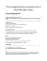 Cover page of Psychology revision from 2022 exam