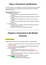 Cover page of Topic 2 - Consumers and Business - Comprehensive Notes
