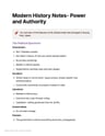 Cover page of Modern History: Power and Authority (Core unit) Notes