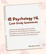 Cover page of IB Psychology Case Study Summary Tables | Key Studies for SAQ &amp; ERQ Exam Revision
